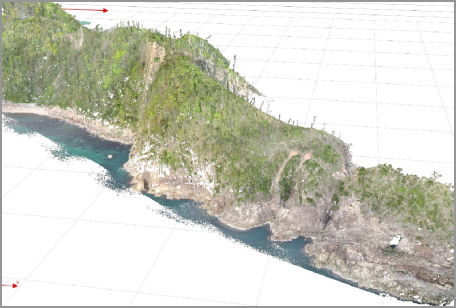 レーザー測量による地形の点群データを取得