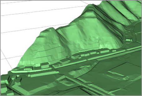 レーザー測量による地形の点群データを取得